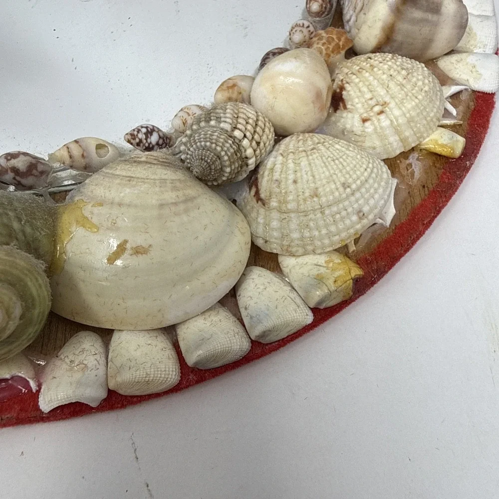 Vintage Oval Seashell Frame Wall Mirror 11.5X8.75 In Beach Damage Areas